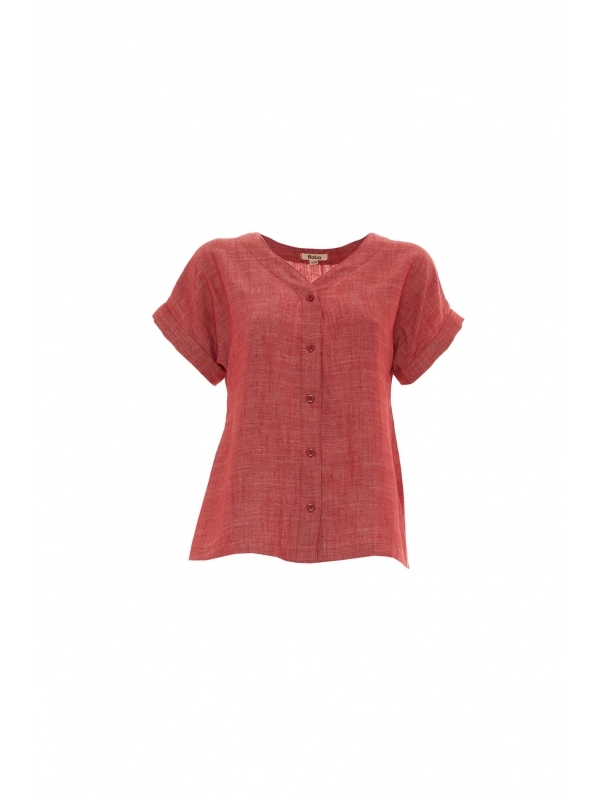 Blusa rossa cotone lino