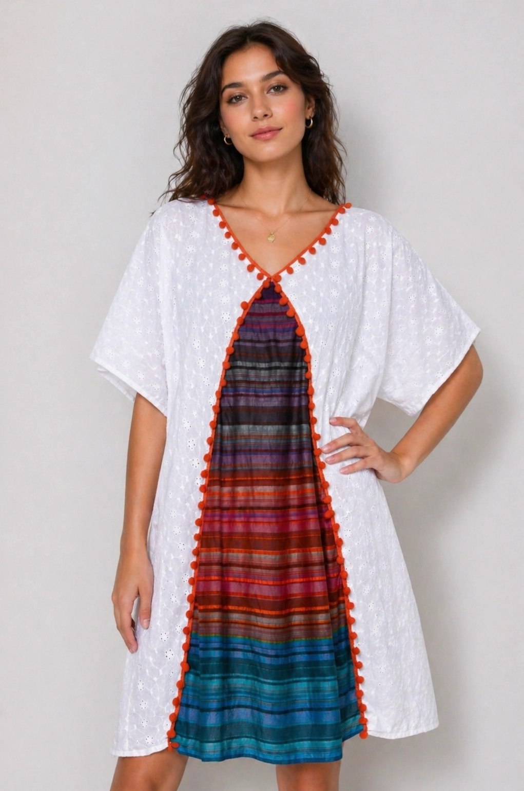 Robe Caftan Broderie Anglaise