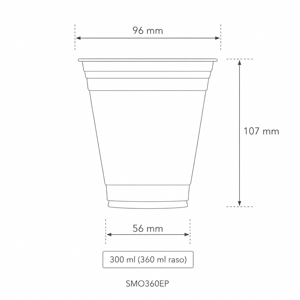 Bicchieri PLA trasparente Premium per Smoothies - tacca 300ml (360ml/12oz raso) - D96 - View3