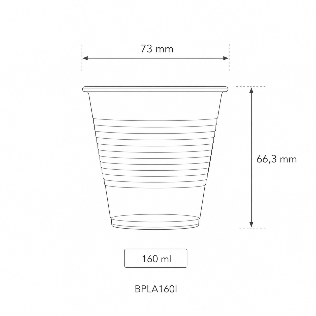Bicchieri biodegradabili in PLA 160ml - D70 - PROMO - View1