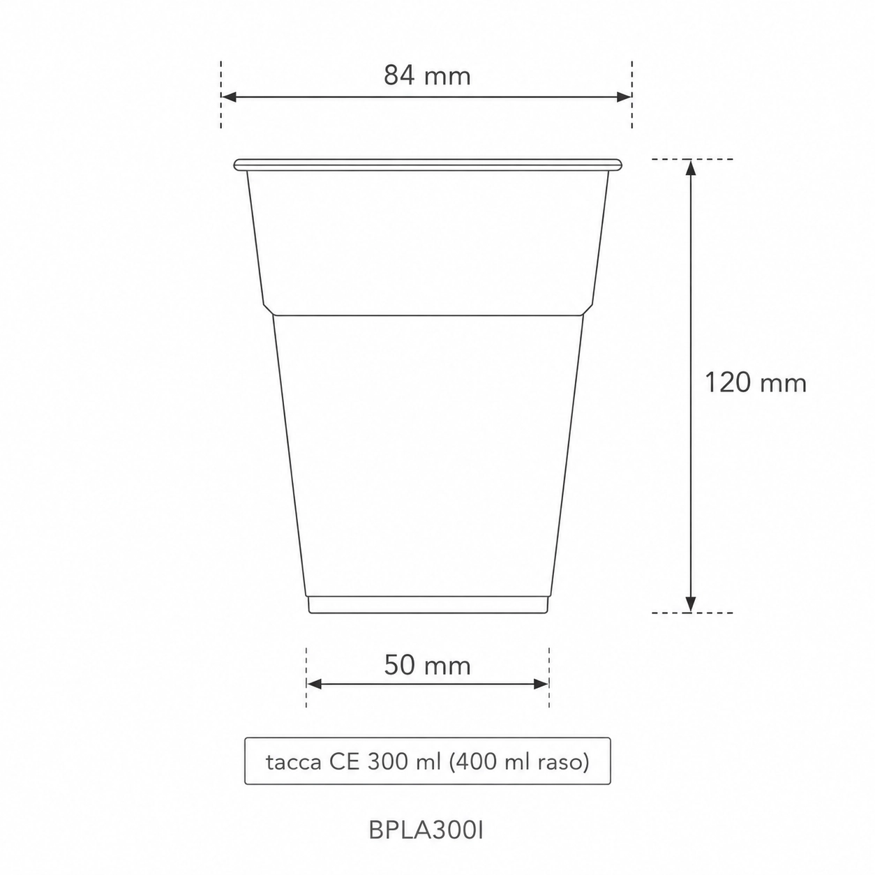Bicchieri biodegradabili in PLA, tacca CE a 300ml (400ml raso)-D84 - View2