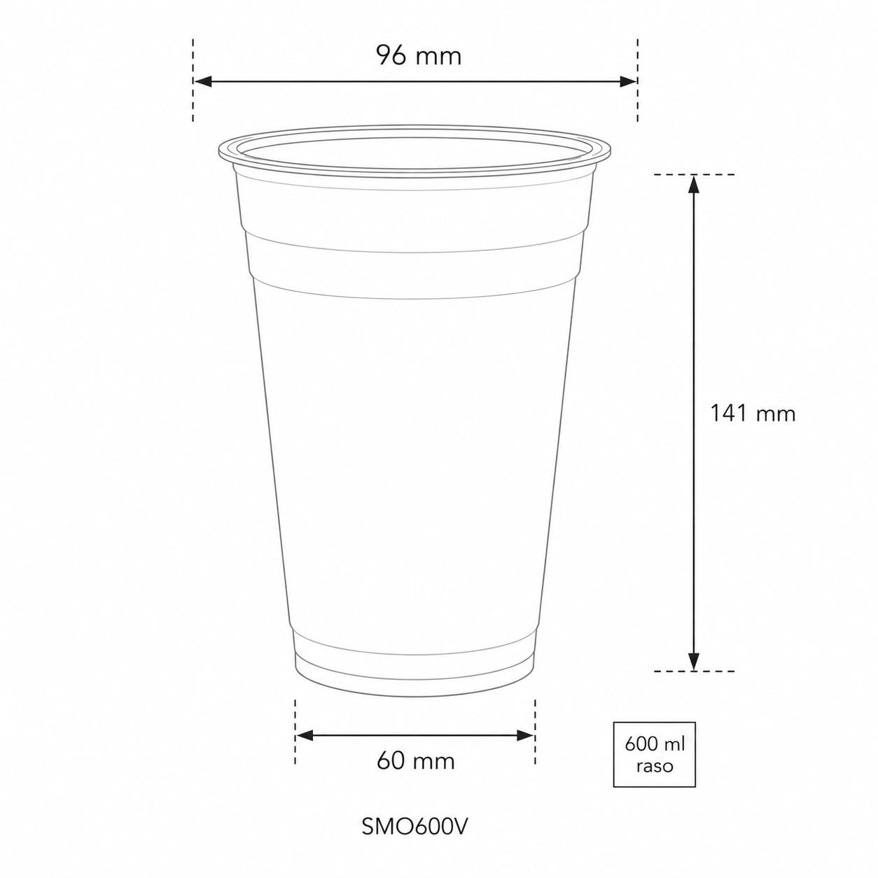 Bicchieri PLA trasparente Premium per Smoothies - 600ml/20oz - D96  - View1