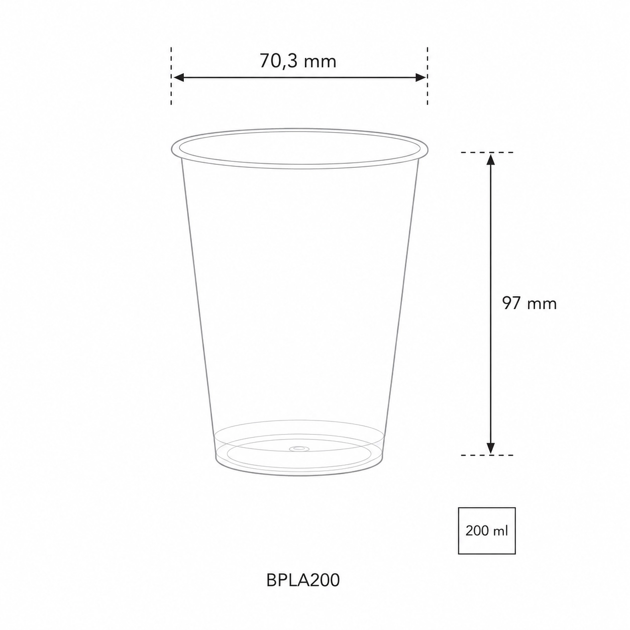 Bicchieri in PLA biodegradabili 200ml  - View1