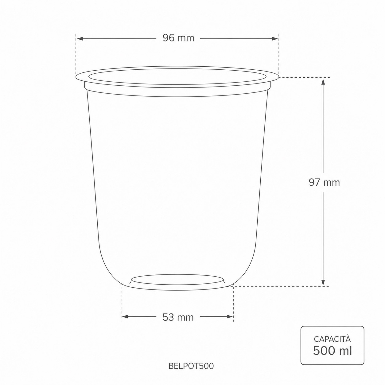 Ciotole in PLA Bella Pot 500ml - BIO - D96 - View2
