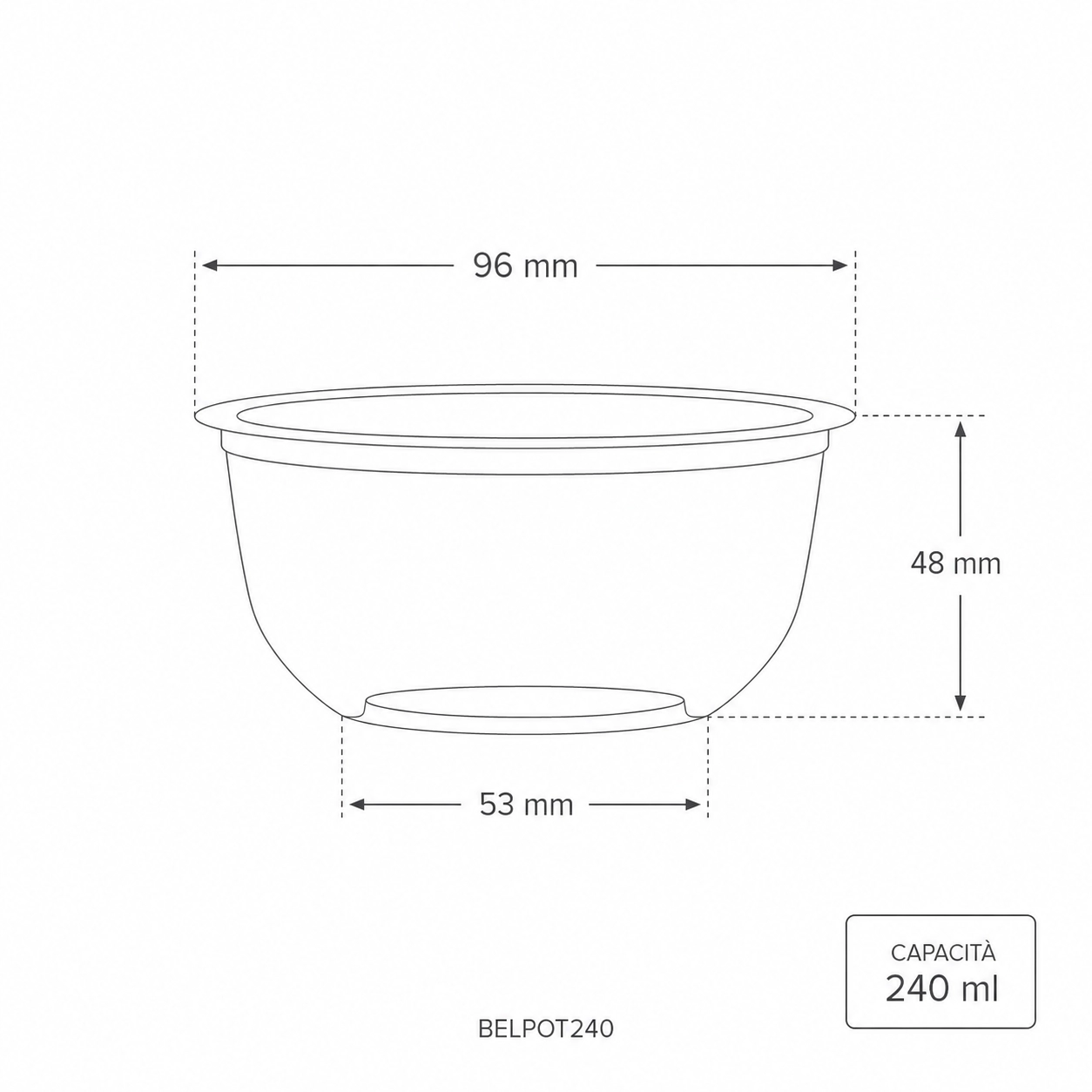 Ciotole in PLA Bella Pot 240ml - BIO - D96 - View2