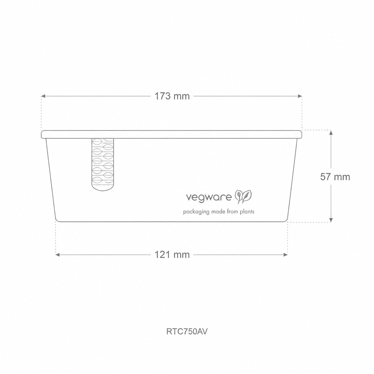 Vaschetta Bio TakeAway rettangolare 750ml/25oz - Avana - View2