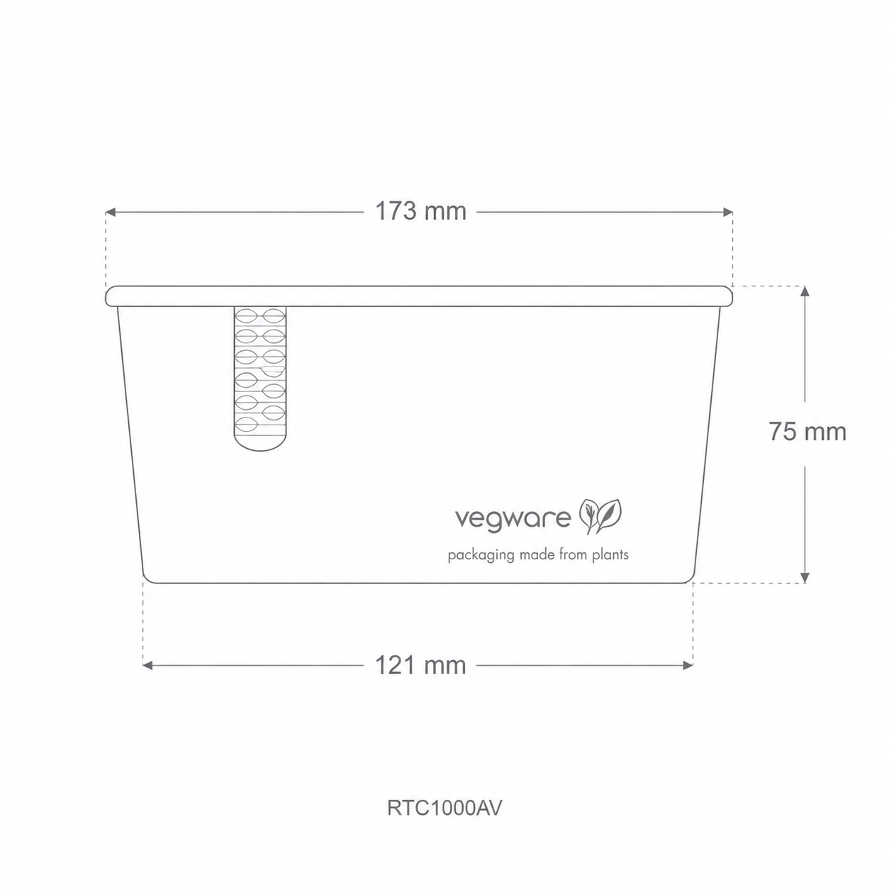 Vaschetta Bio TakeAway rettangolare 1000ml/33oz - Avana - View1
