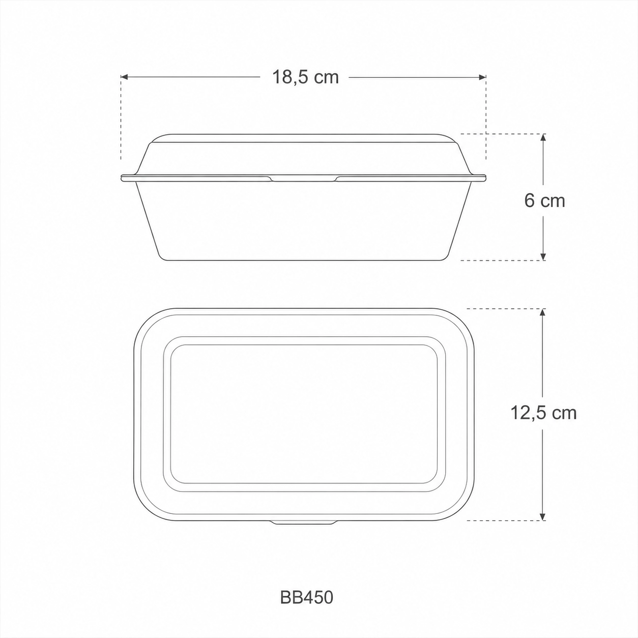 Contenitore asporto con coperchio biodegradabile - 450ml - View2