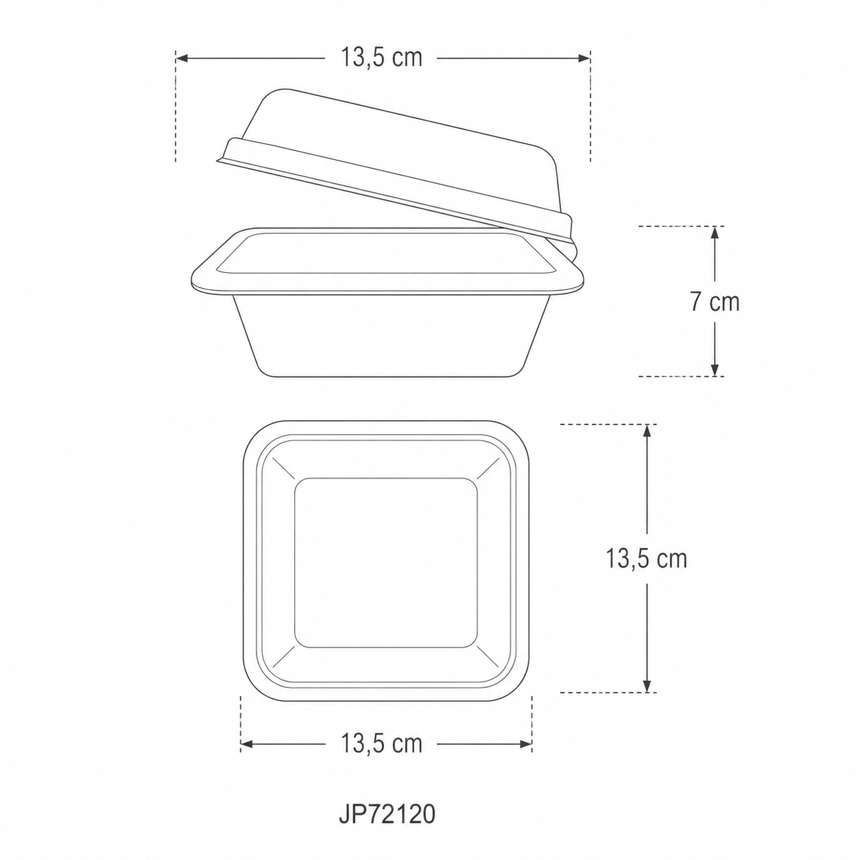 Box a conchiglia Brown quadrato piccolo - 13.5x13.5x7 cm - NO PFAS - View3