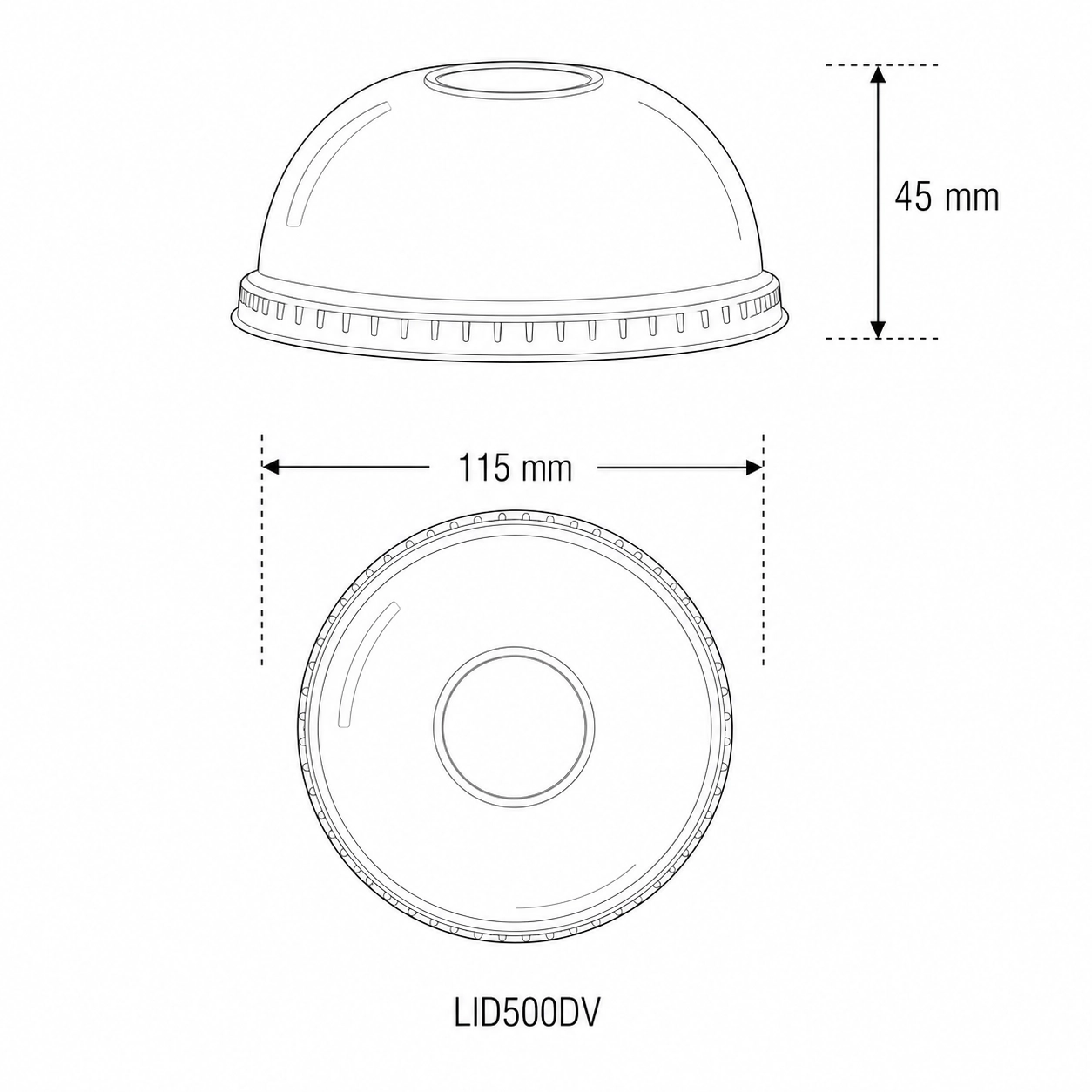 Coperchi trasparenti a cupola in PLA per ciotole in cartoncino da 350-650ml -D115  - View2