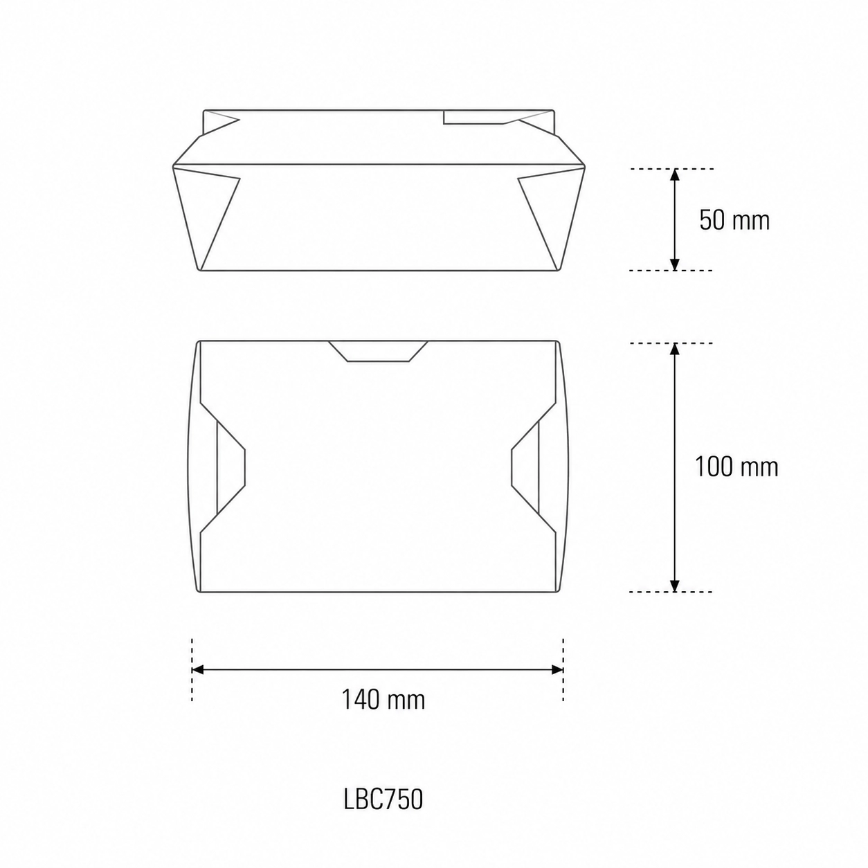 Lunch box 750 ml in cartoncino bio - 14x10x5 cm avana - FINE SERIE - View2