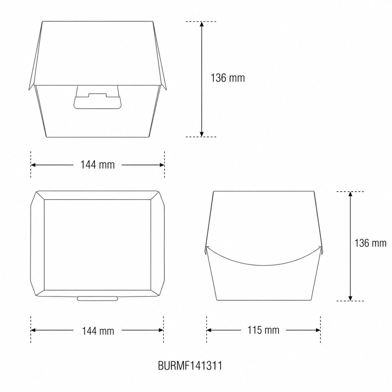 Contenitore per panini grande in cartoncino bio 14,4x13,6x11,5 cm avana - View3