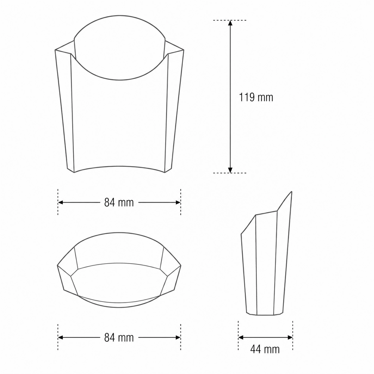 Contenitore in cartoncino Kraft per patatine fritte 8x4x12 - View3