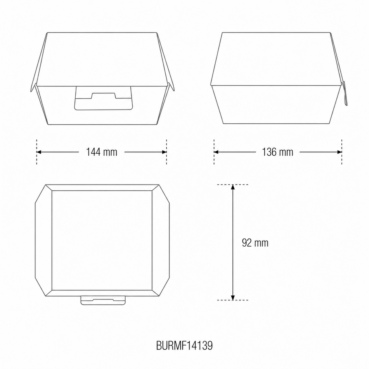 Contenitore per panini in cartone mincroondulato 14,4x13,6x9,2 cm - View3