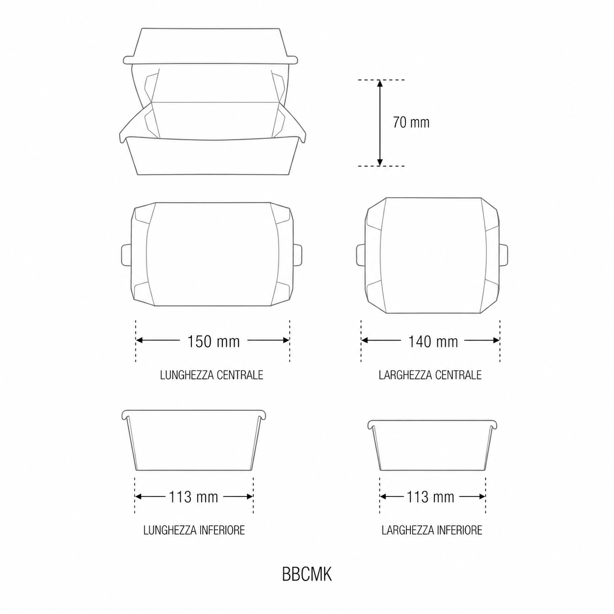 Contenitore panino medio in cartoncino bio 11,5x10,5x8 cm avana - FINE SERIE - View2