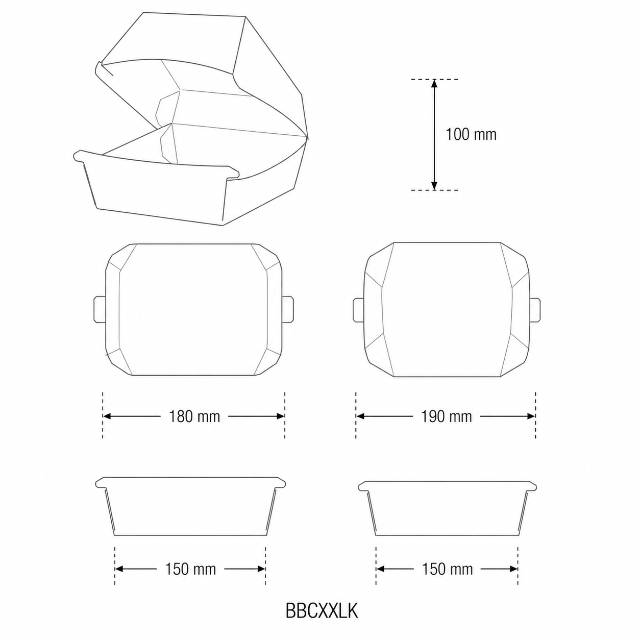 Contenitore panino grande in cartoncino bio 15x15x10 cm avana - FINE SERIE - View1