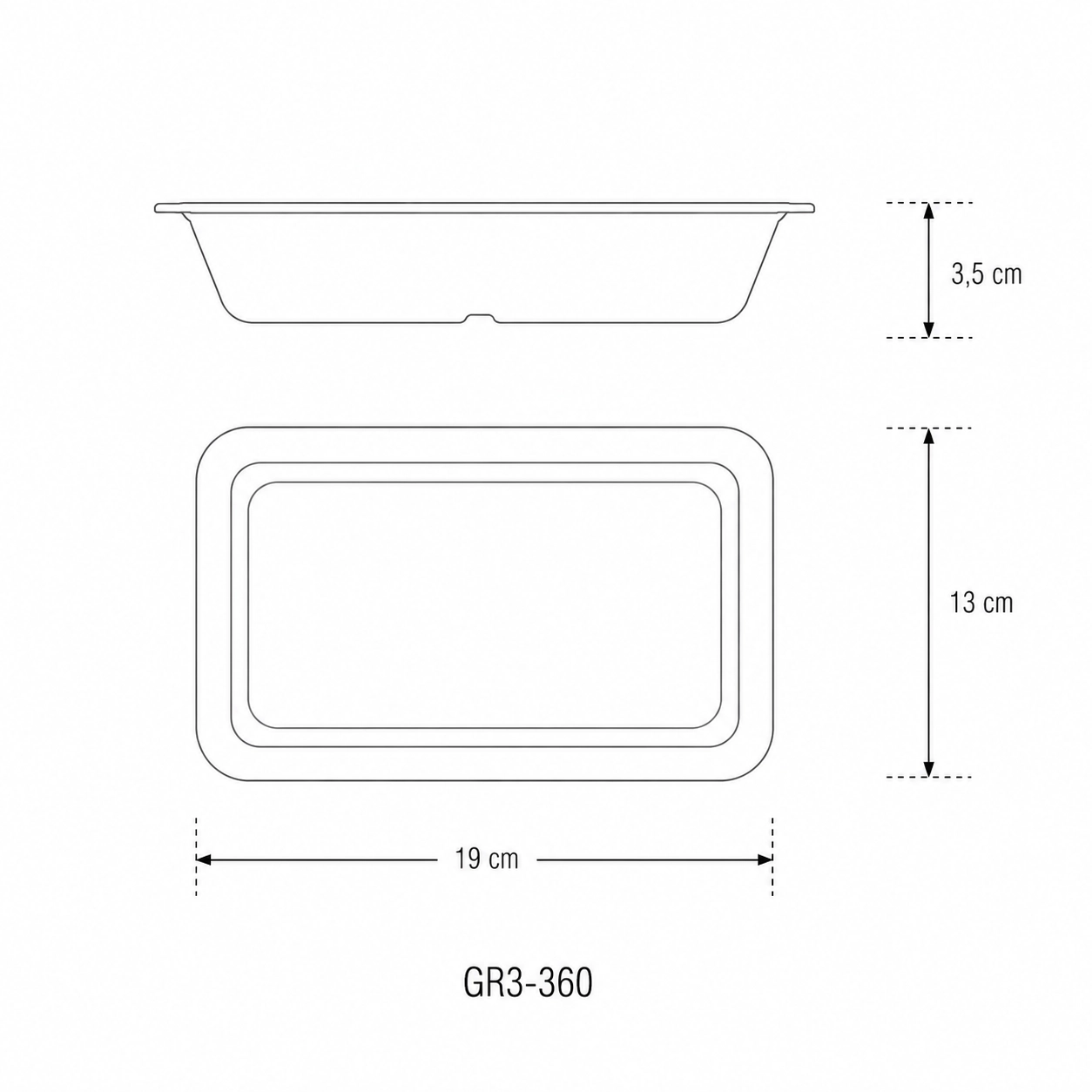 Base Gourmet Range 3 - 360 ml 19x13x3,5 - FINE SERIE - View1