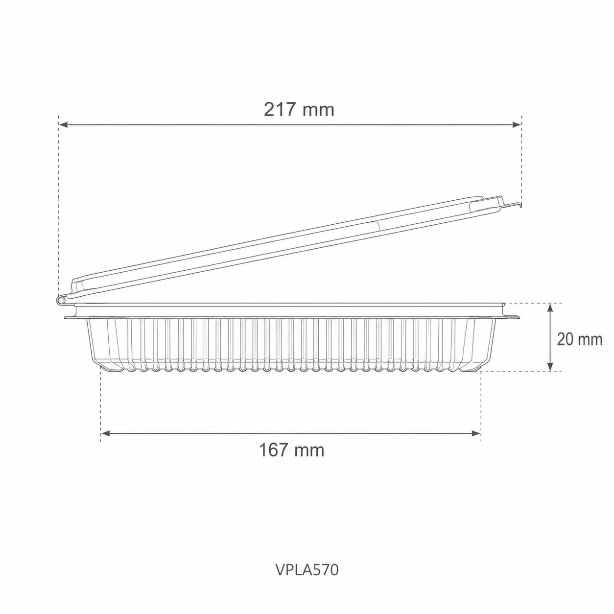 Vaschette asporto trasparente in PLA 570cc basse (217x167x20mm) - FINE SERIE - View1