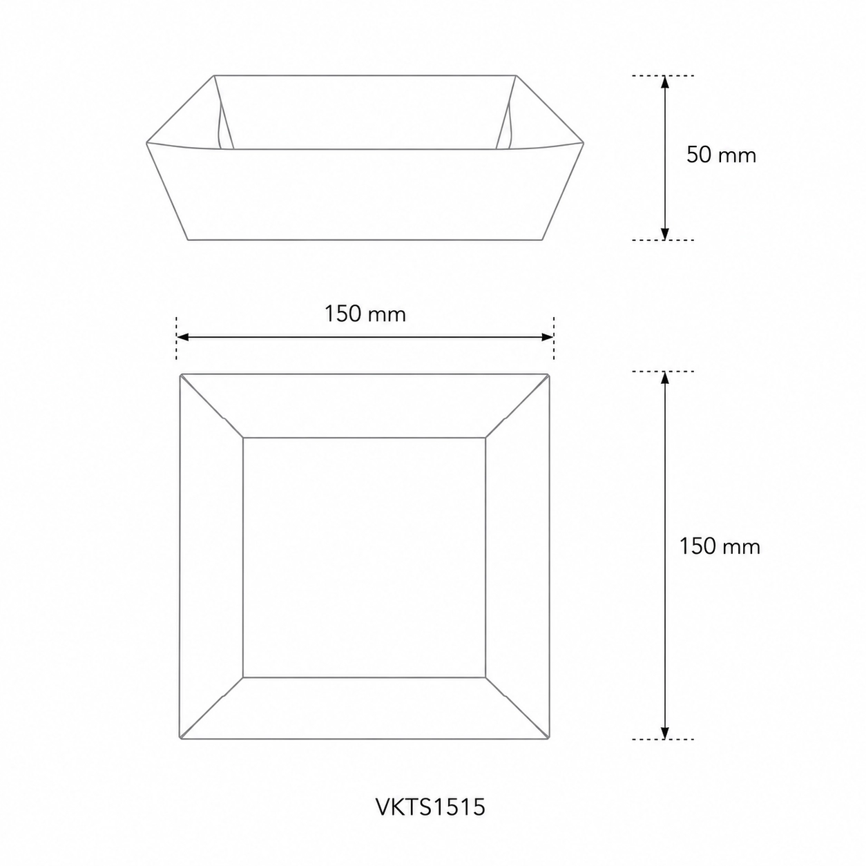 Vaschetta fritti quadrata 15x15cm 600ml in cartoncino bio - PROMO - View2