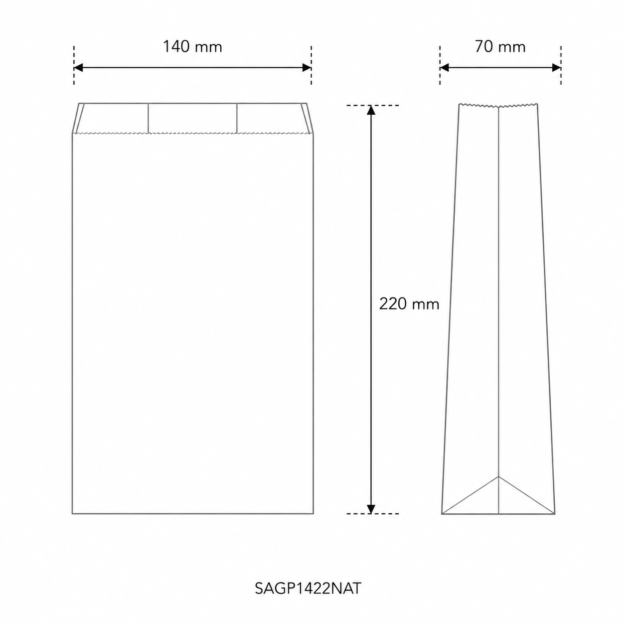 Sacchetto in carta avana naturale 32 gr - 14x7x22h cm - PROMO - View1