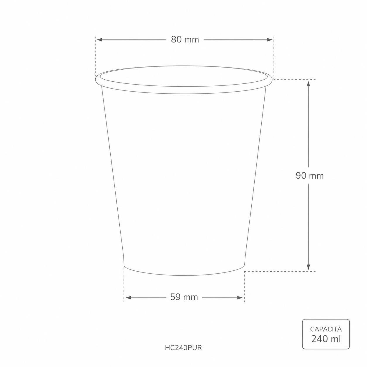 Bicchieri in cartoncino avana 240ml - Water based barrier - D80 - View3