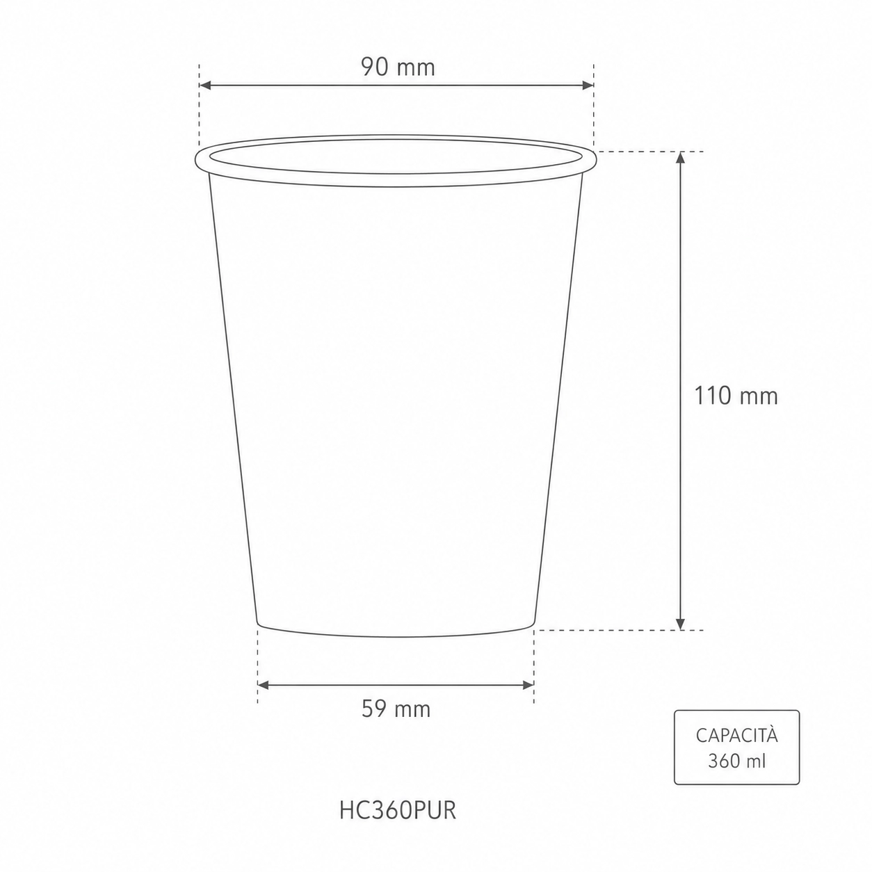 Bicchieri in cartoncino avana 360ml - Water based barrier - D90 - View3