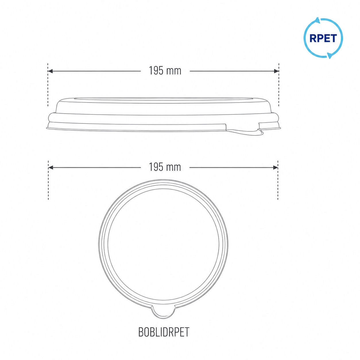 Coperchi in RPET trasparente per Bowl BOB in cellulosa - D195 - View1