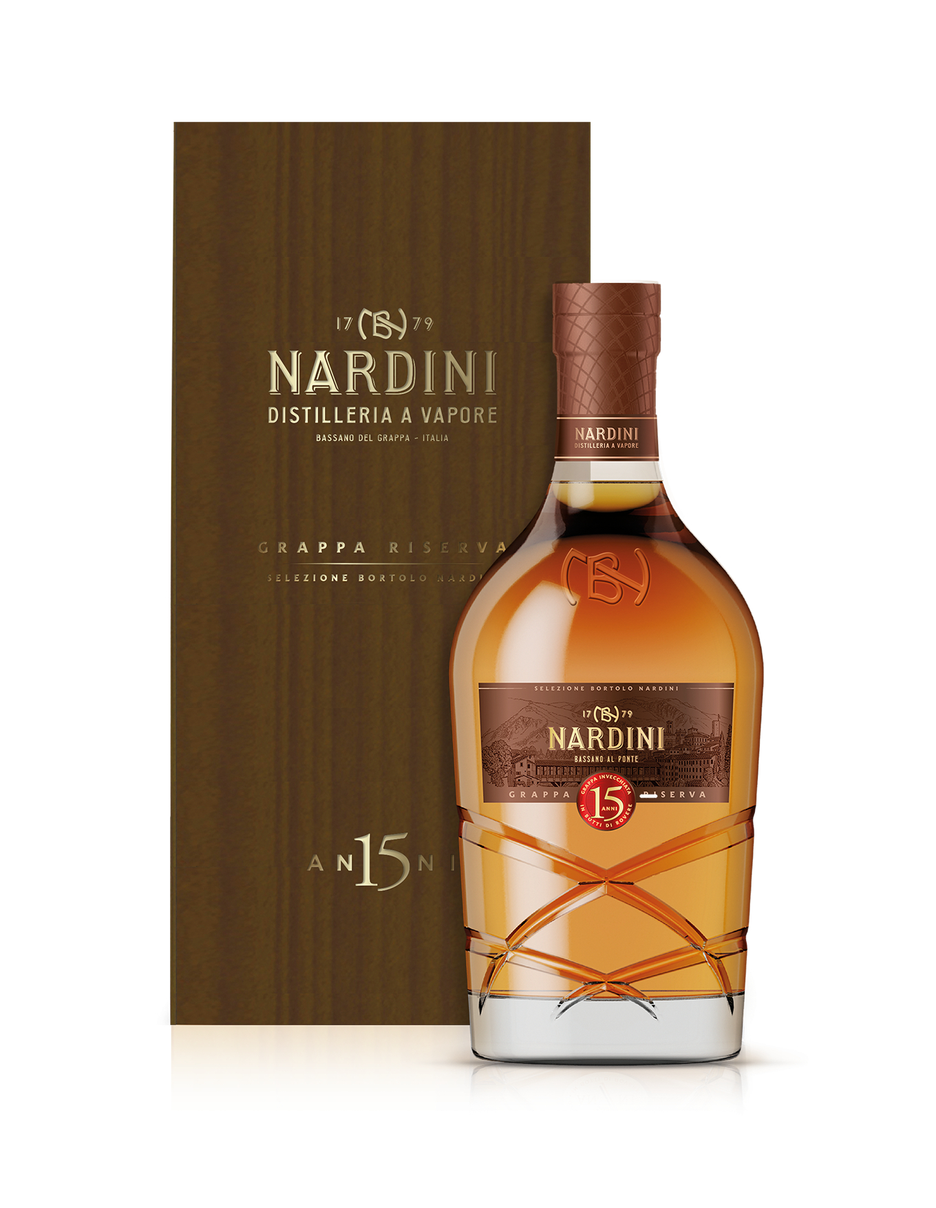 Grappa Riserva 15 anni in elegante confezione di legno