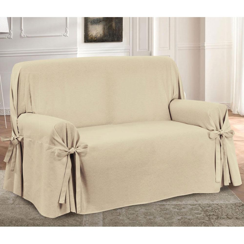 Copripoltrona con laccetti in panama Prezioso - 1 posto beige