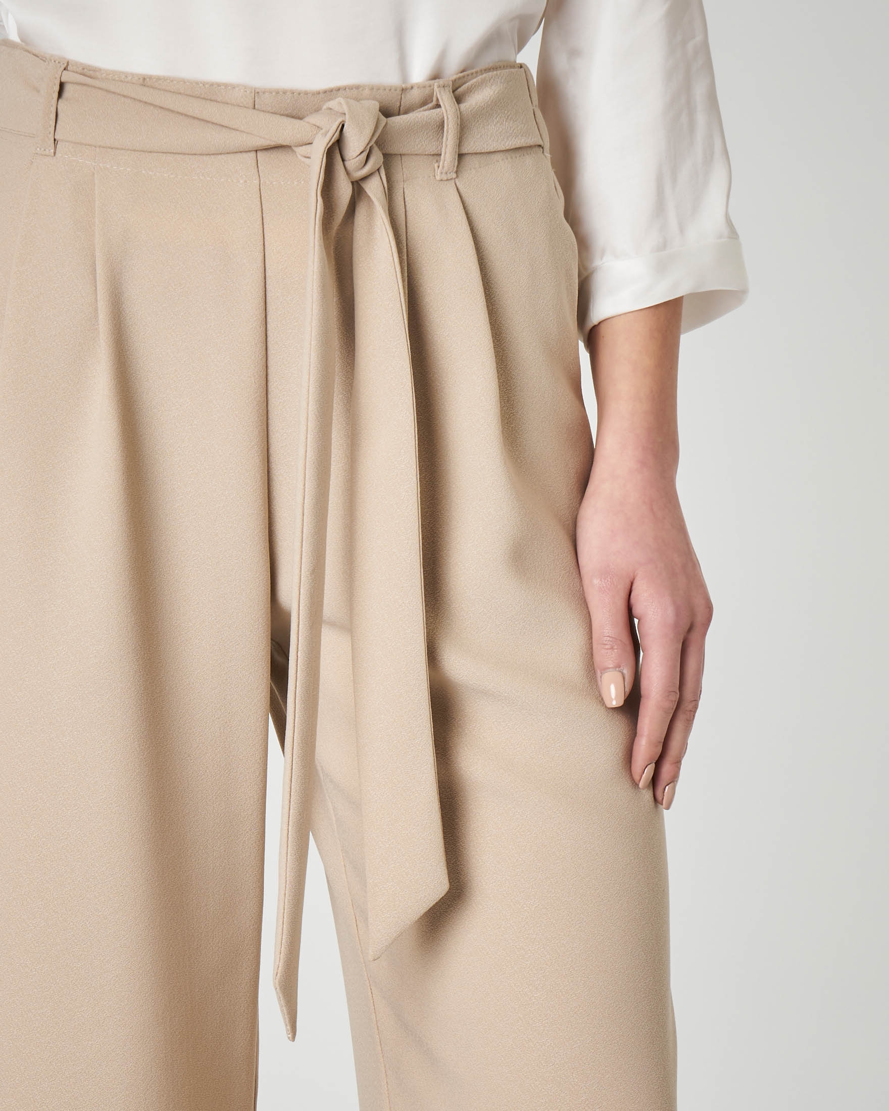 pantaloni culotte beige