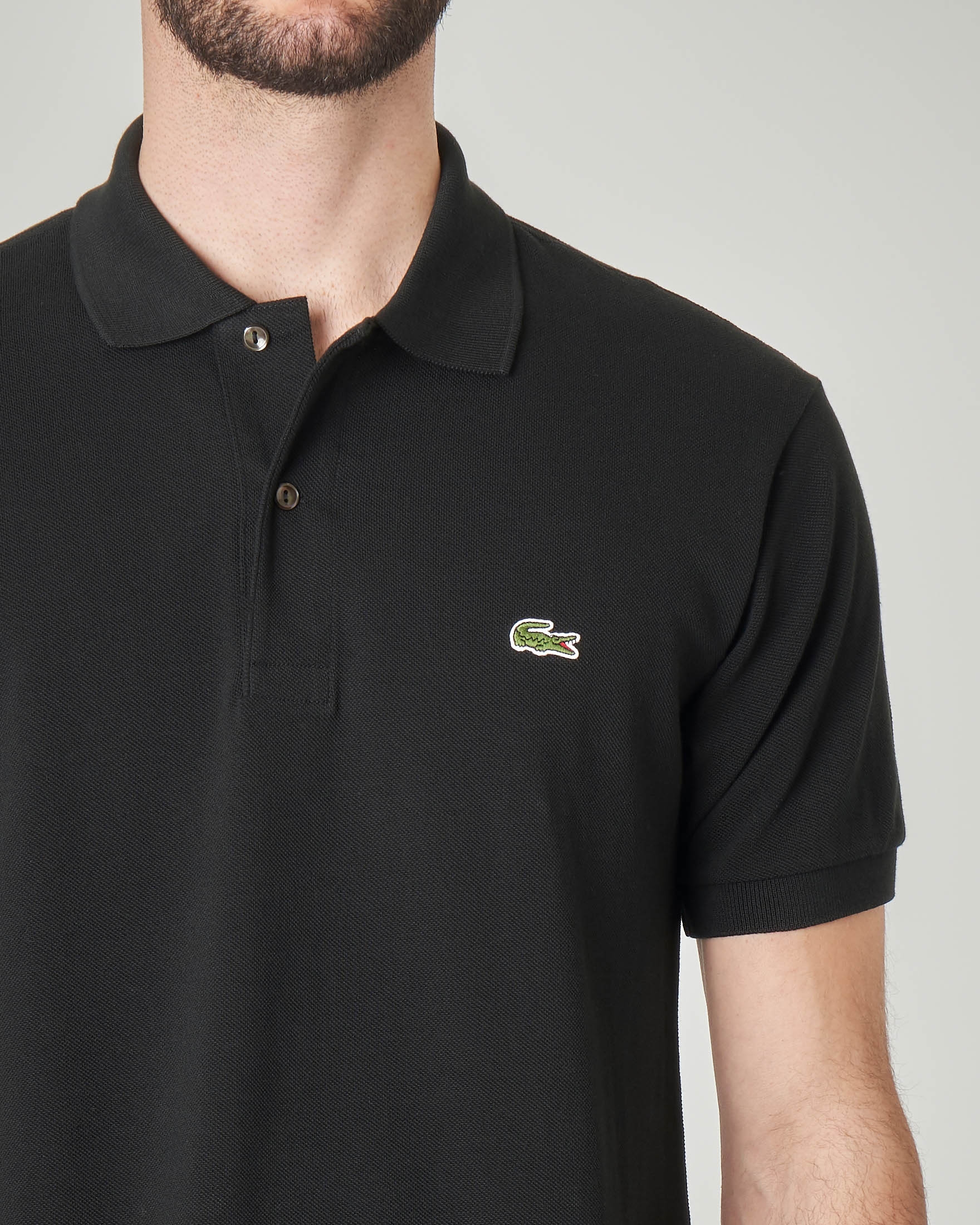 Polo nera classic fit L.12.12 in petit piqué