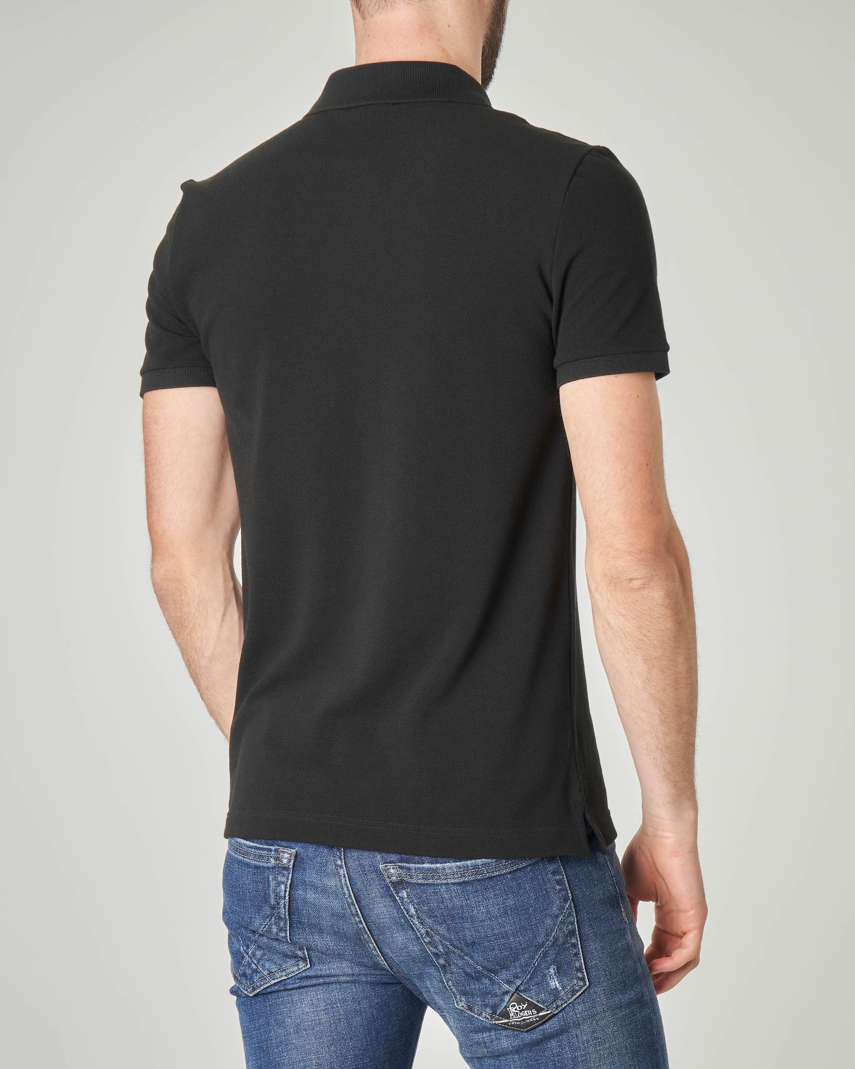 Polo nera slim fit PH4012 in petit piqué