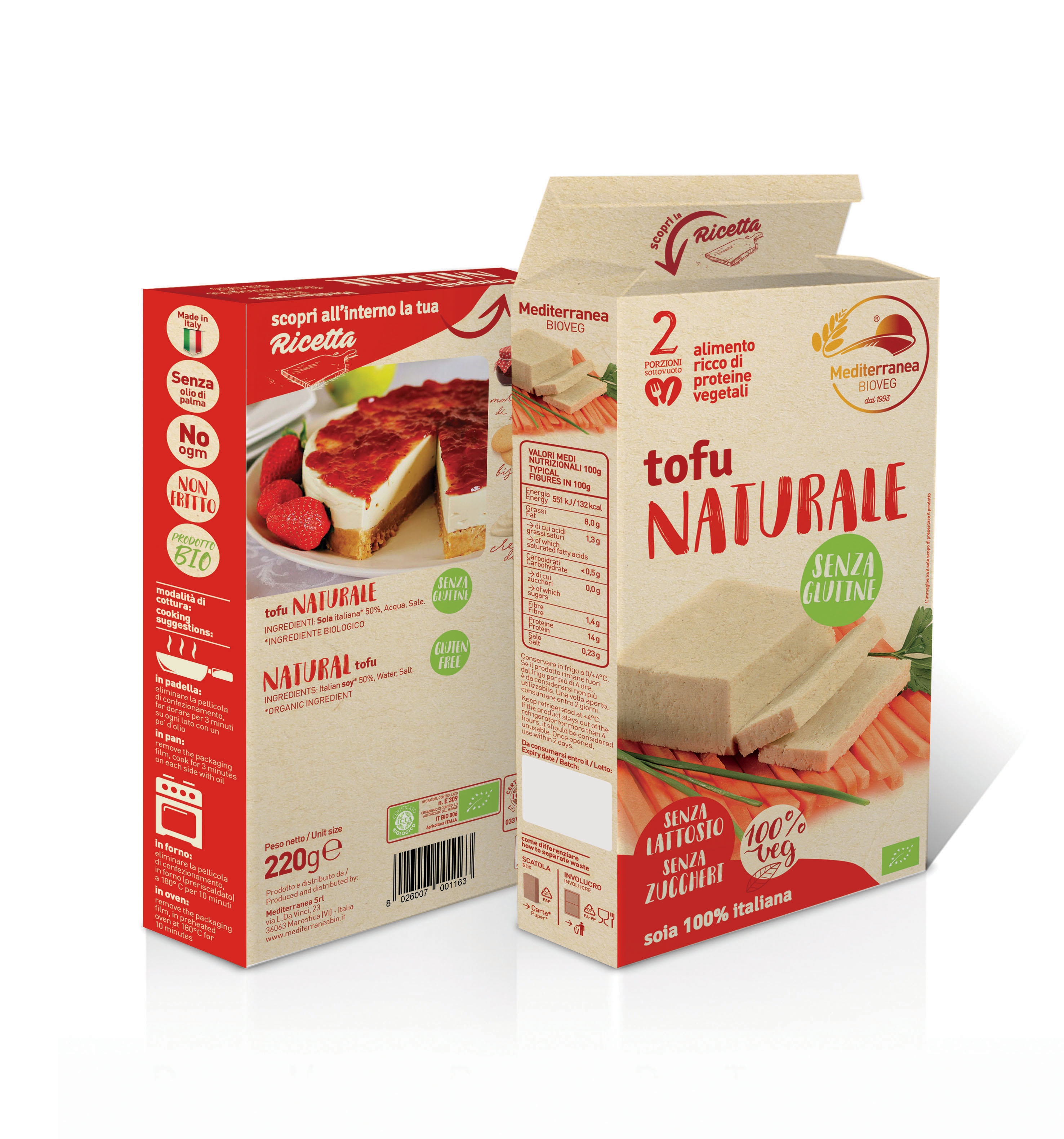 Tofu naturale senza glutine Mediterranea Bio