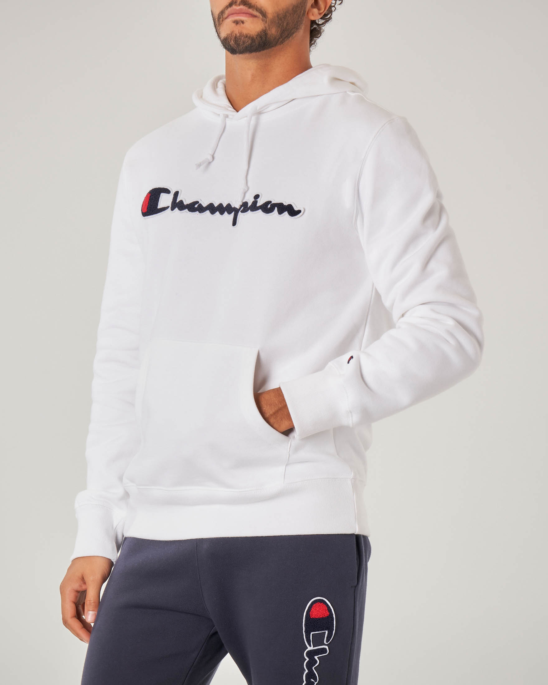 felpa champion blu e bianca