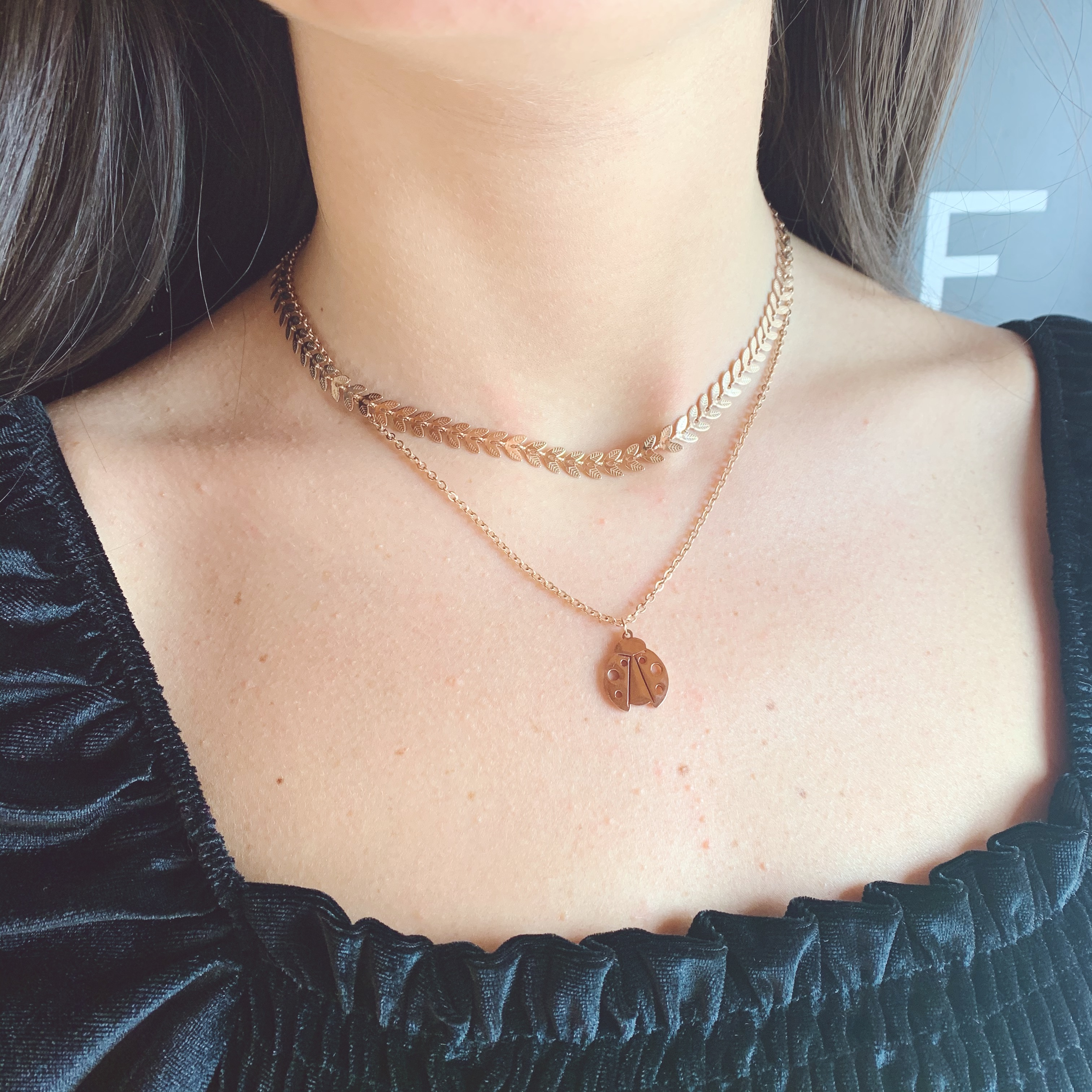 Collana in Arg. 925/1000 con Foglie di Faggeta e Corallo | Gioielleria