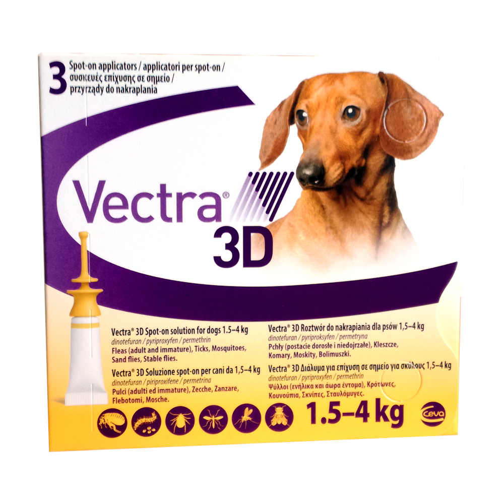 Vectra 3D 3 pipette di soluzione spot-on per cani di 1,5-4 ...