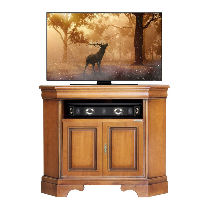 Mueble tv de esquina en madera vano y dos puertas | Prixdoo.com