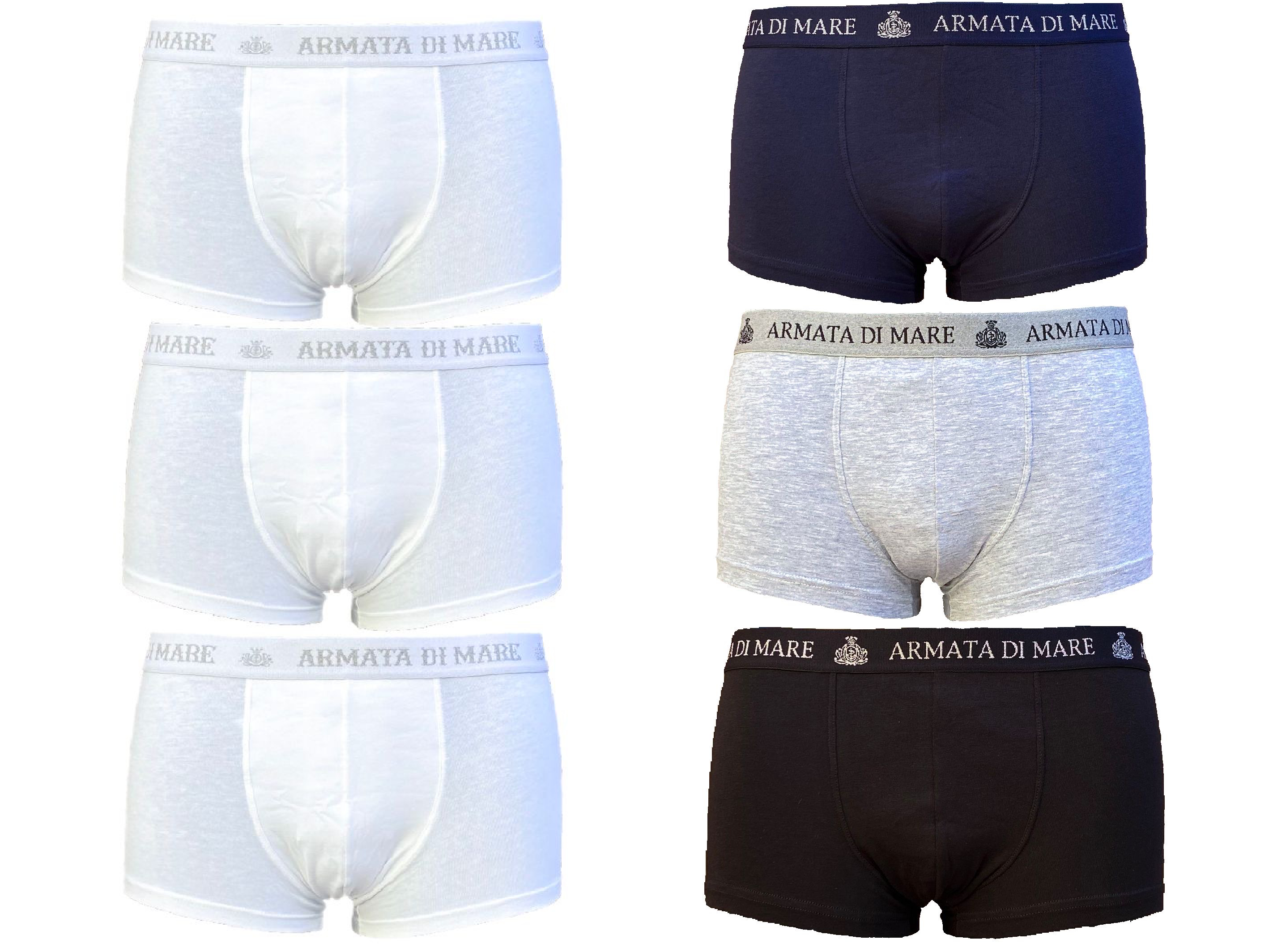 3 Boxer uomo cotone elasticizzato con scritta ARMATA DI MARE Intimo 2D