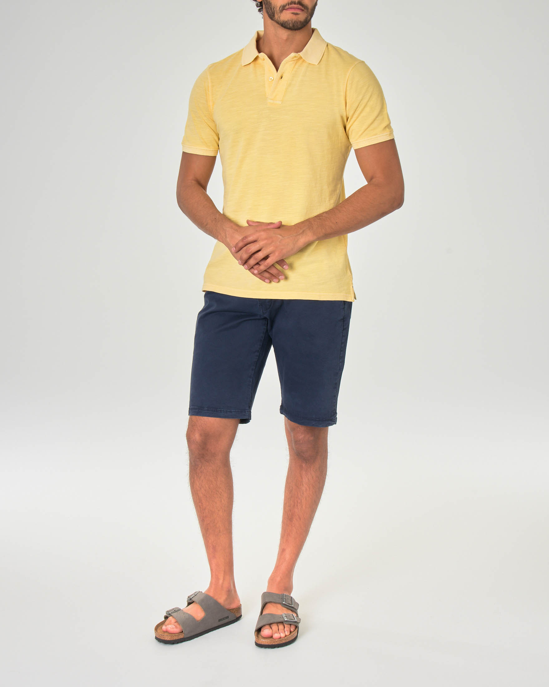 Polo gialla in cotone fiammato