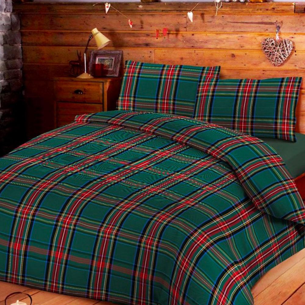 Acquista Copripiumino E Federe Daunex Tartan Verde Scozzese Invernale