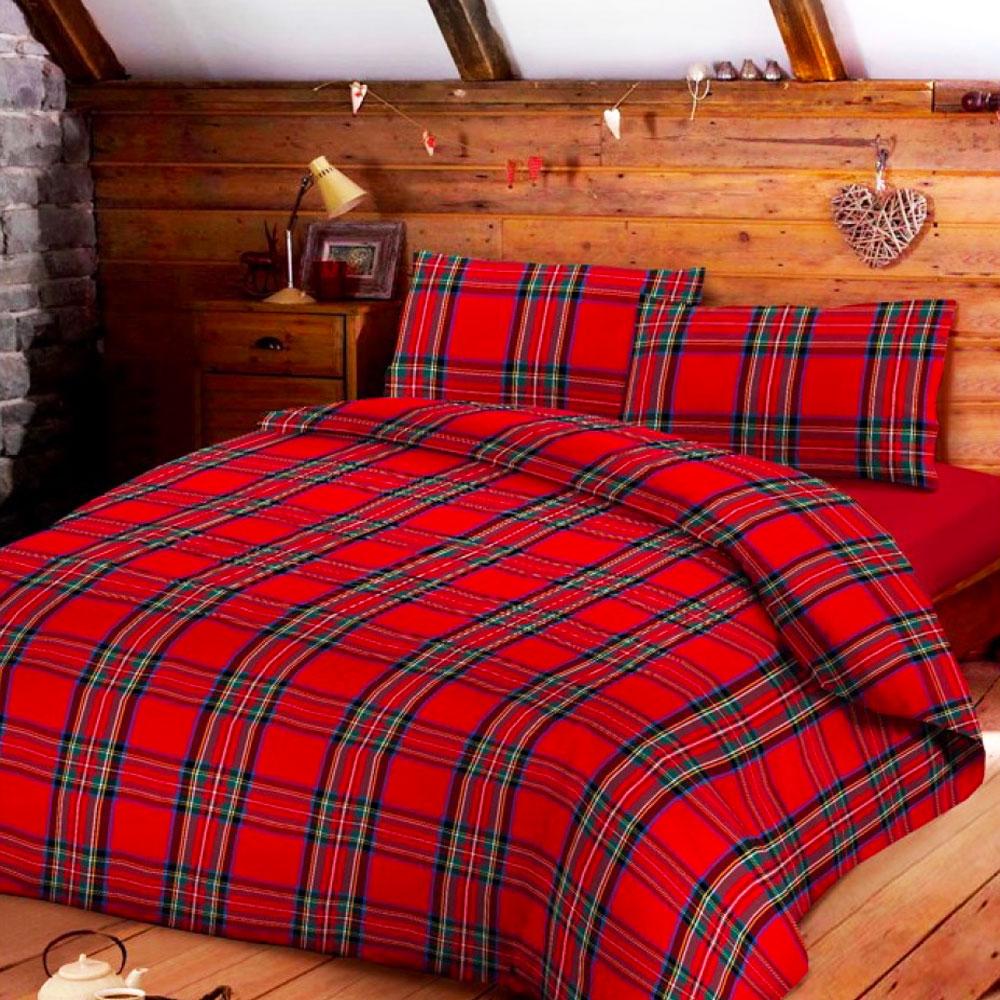 Copripiumino E Federe Daunex Tartan Rosso Scozzese Invernale