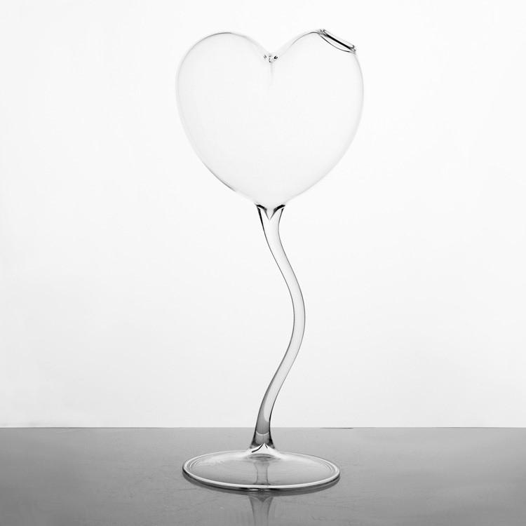 Vaso di vetro cristallo trasparente a cuore 24 cm. Contenitore per fiori,  porta essenze, porta profumi