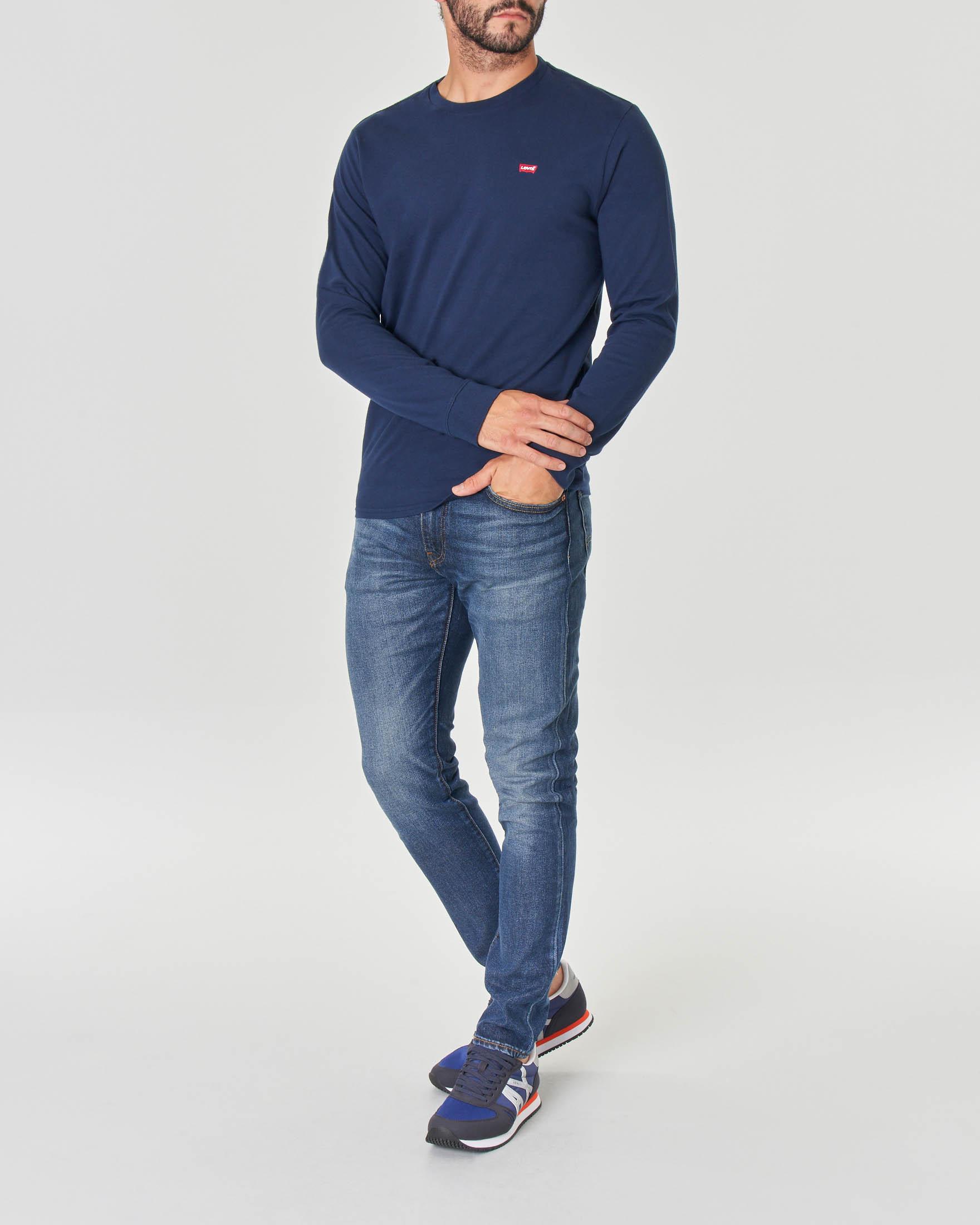 T-shirt Levi's blu manica lunga con logo batwing piccolo ricamato image