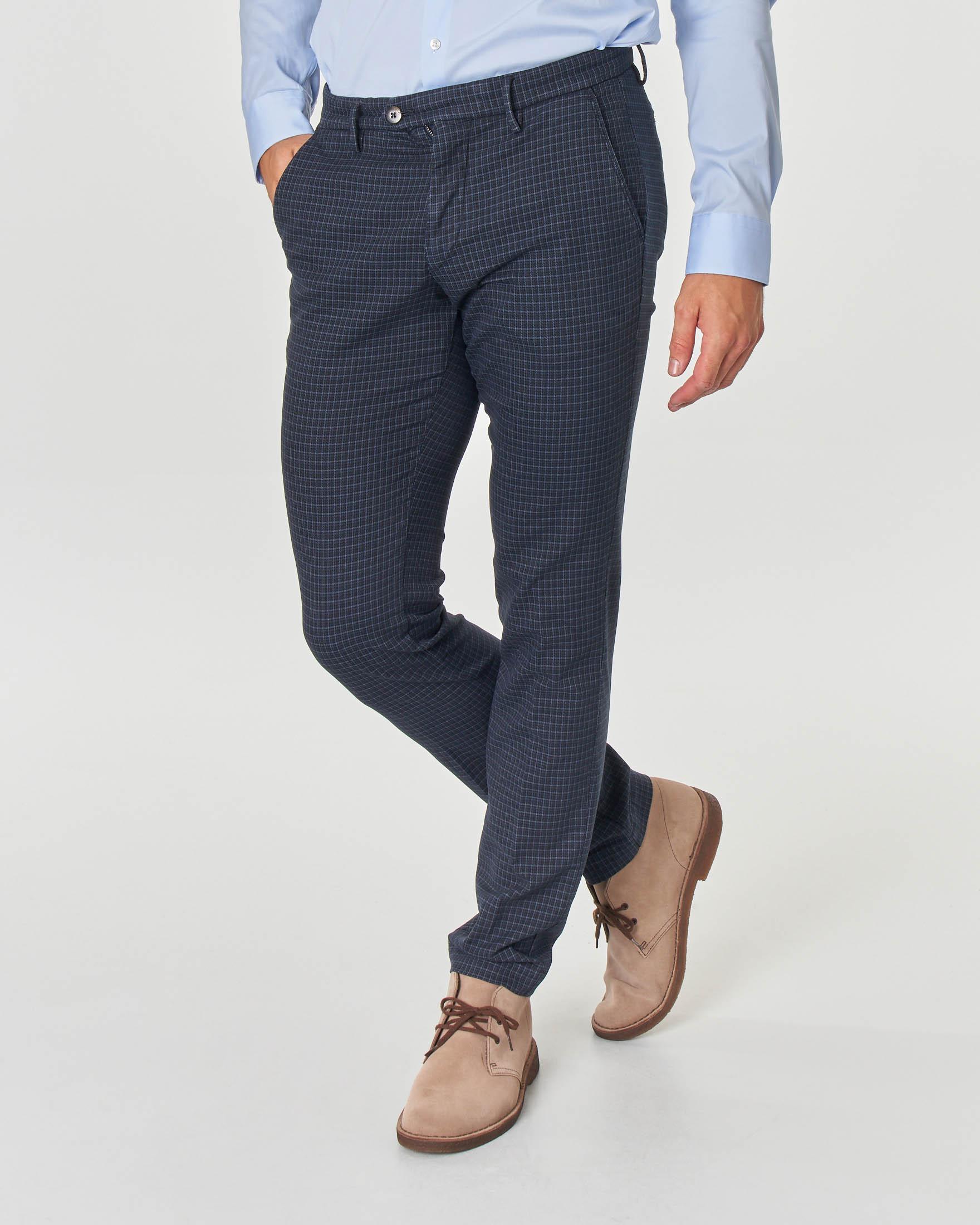 Pantalone chino Brad blu a quadretti