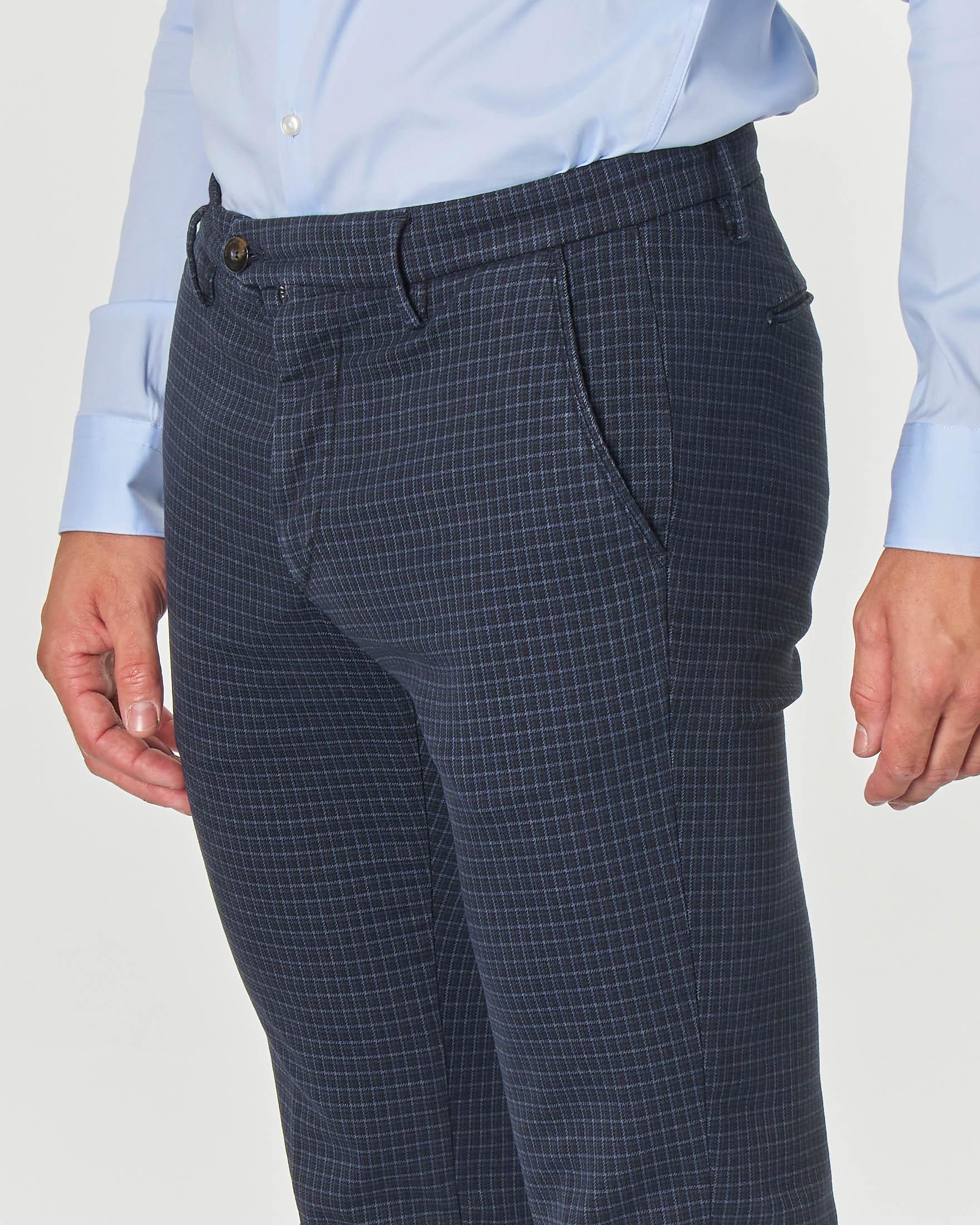 Pantalone chino Brad blu a quadretti