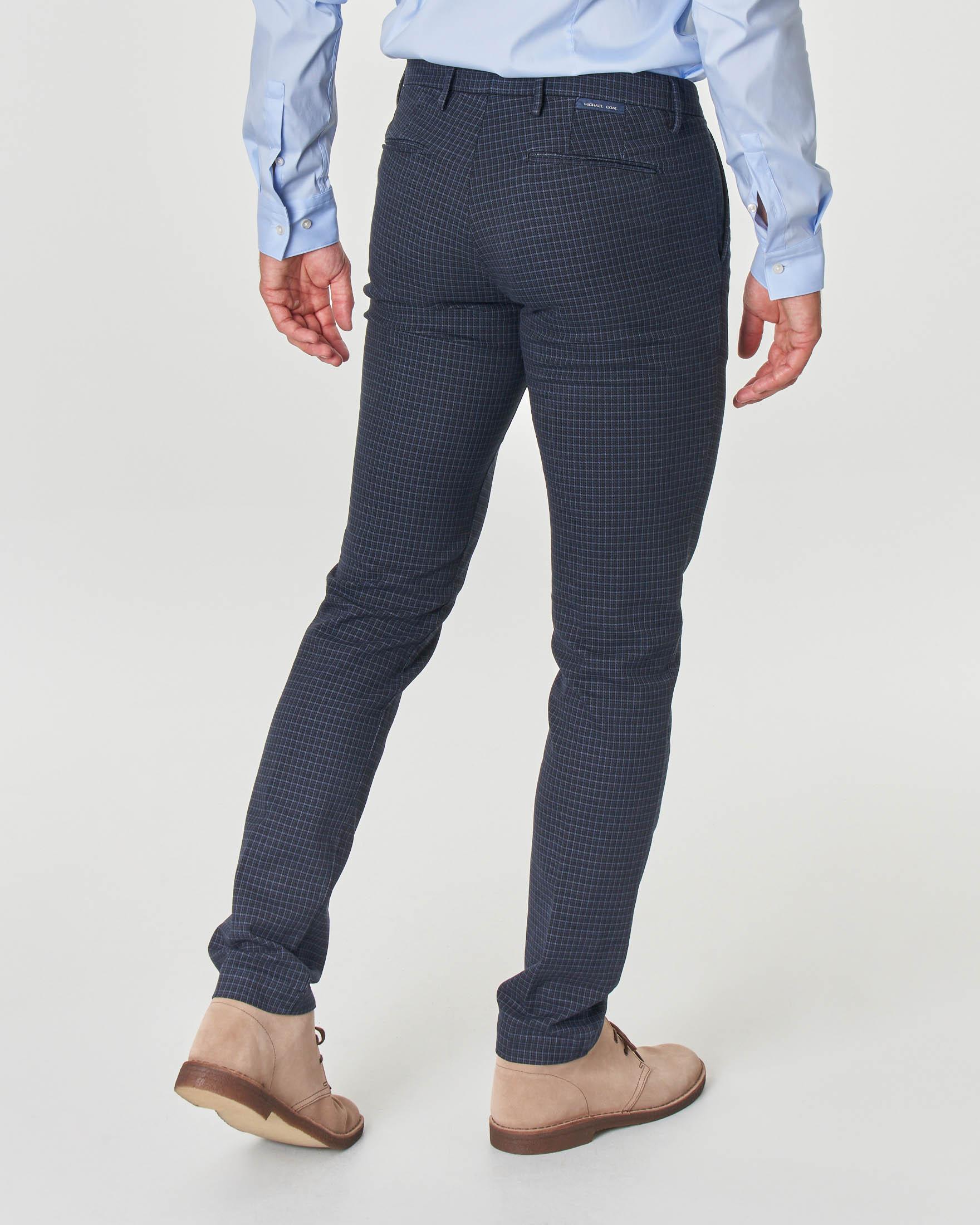 Pantalone chino Brad blu a quadretti