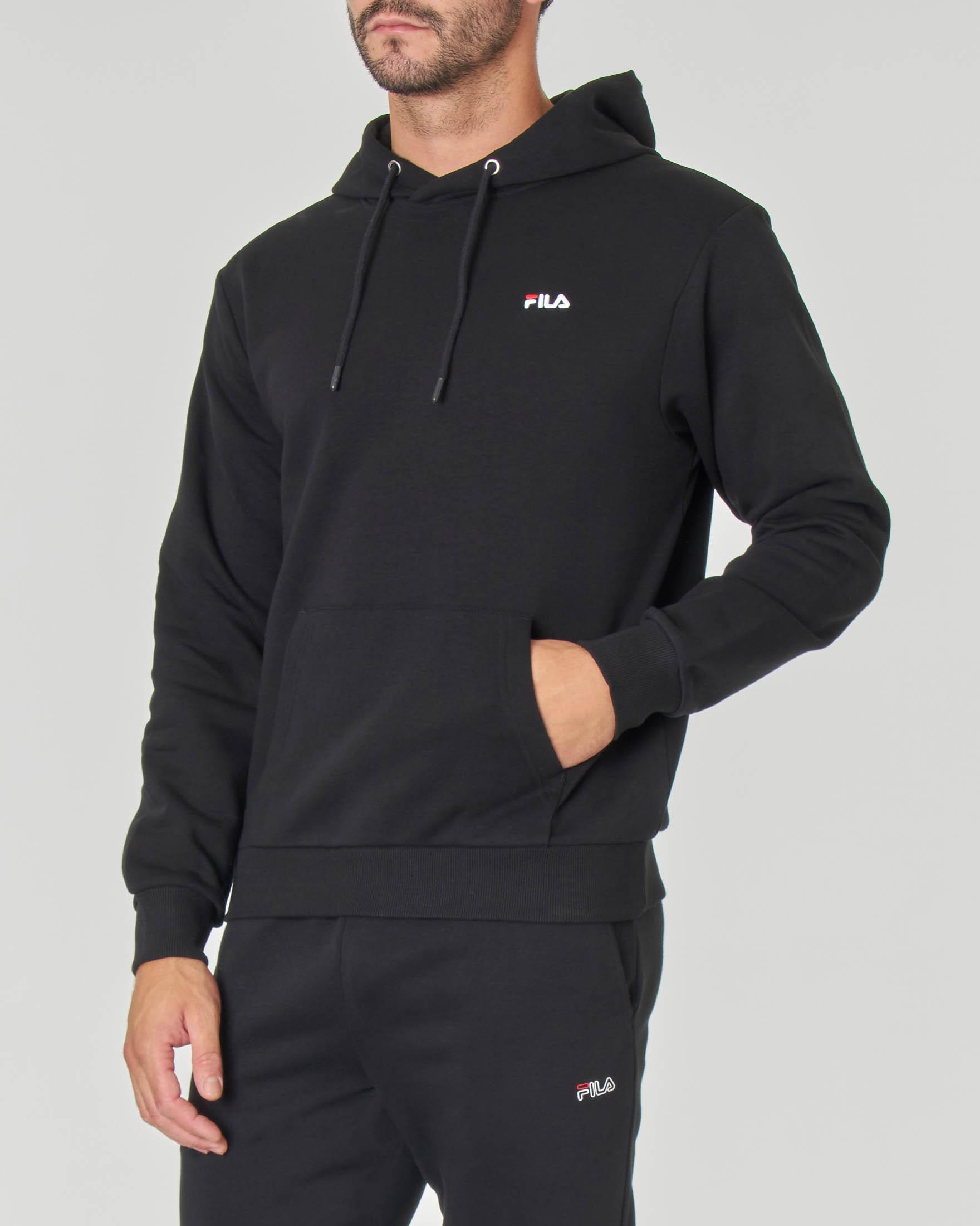 Felpa Nera Con Cappuccio E Tasca A Marsupio Con Logo Batwing Piccolo | Pellizzari