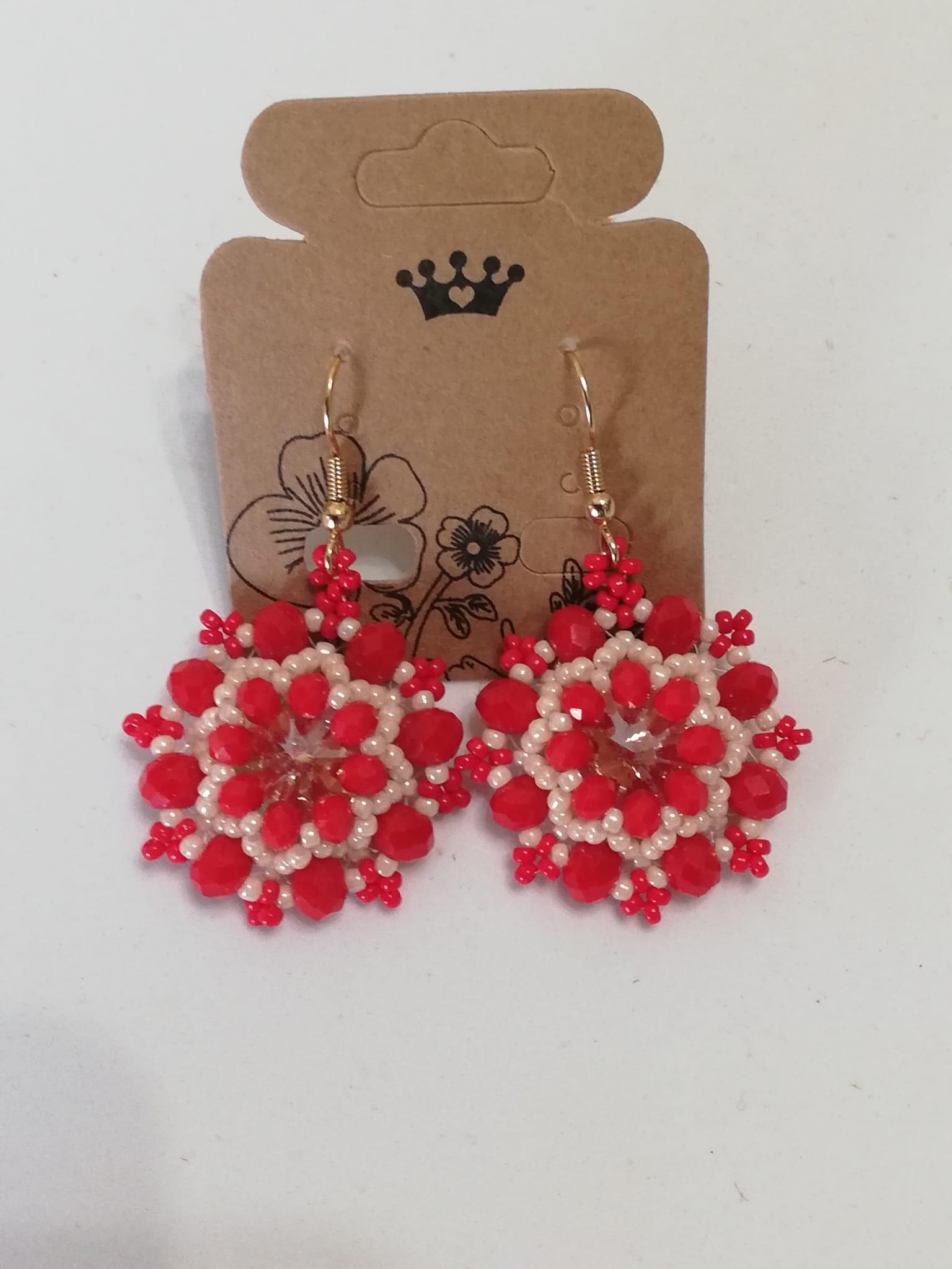 Boucles d'oreilles rouges faites main | Achat en ligne de bijoux fantaisie