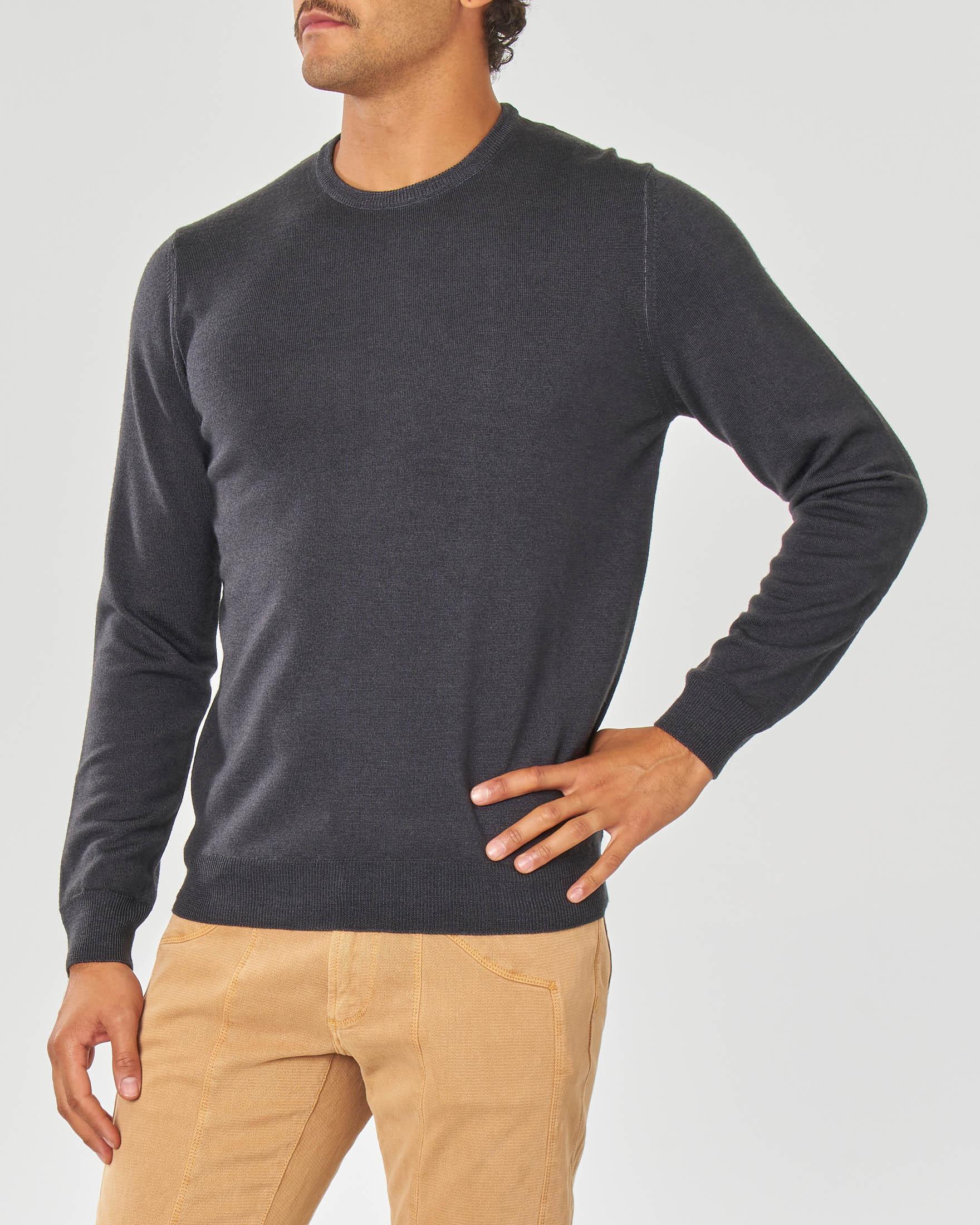 Maglia Girocollo In Lana Merinos Made In Italy - Leggera, Manica Lunga, 50% Lana 50% Acrilico