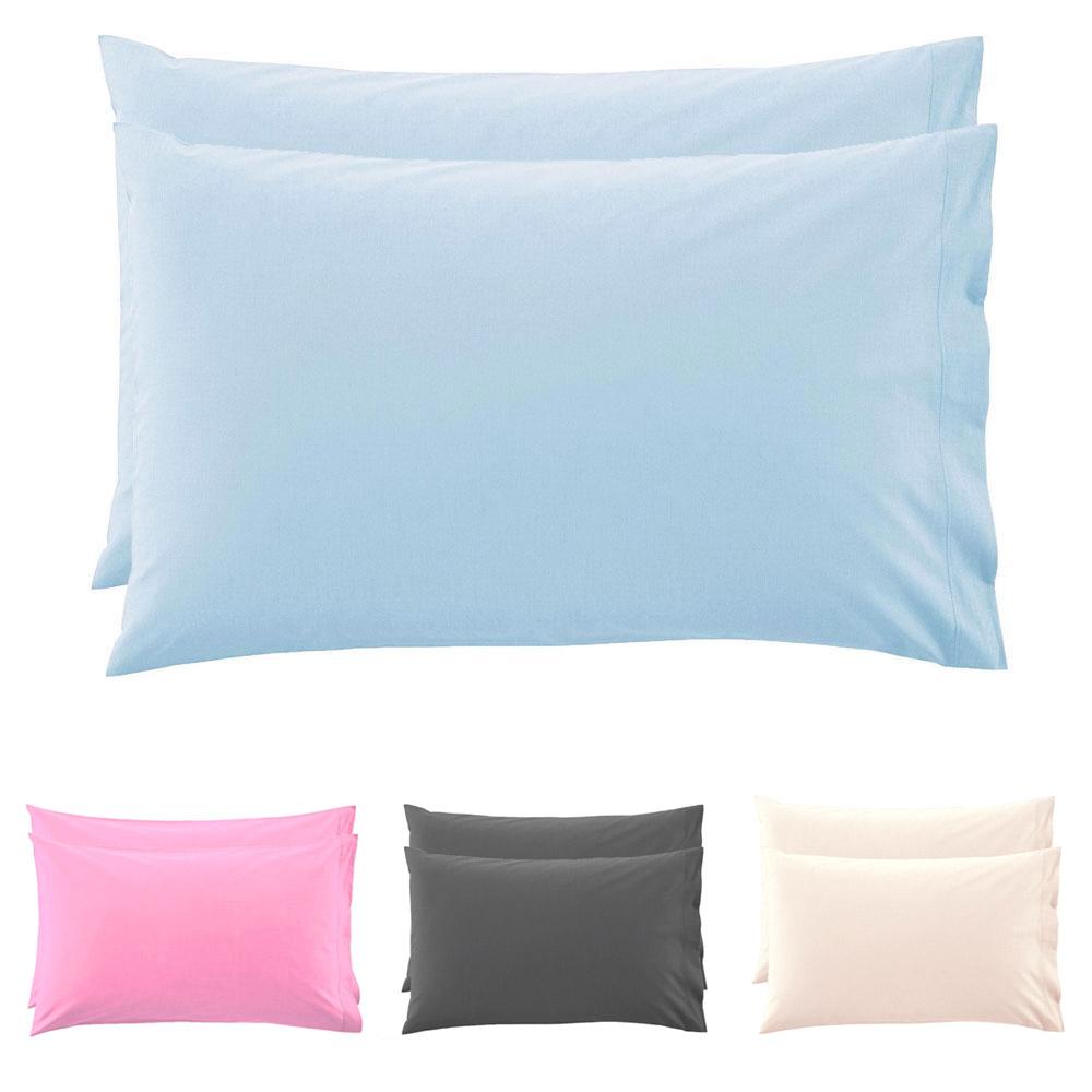 2 Federe Per Guanciali In Puro Cotone Con Cerniera, 50x80 Cm, Bianche, Resistenti Al Lavaggio